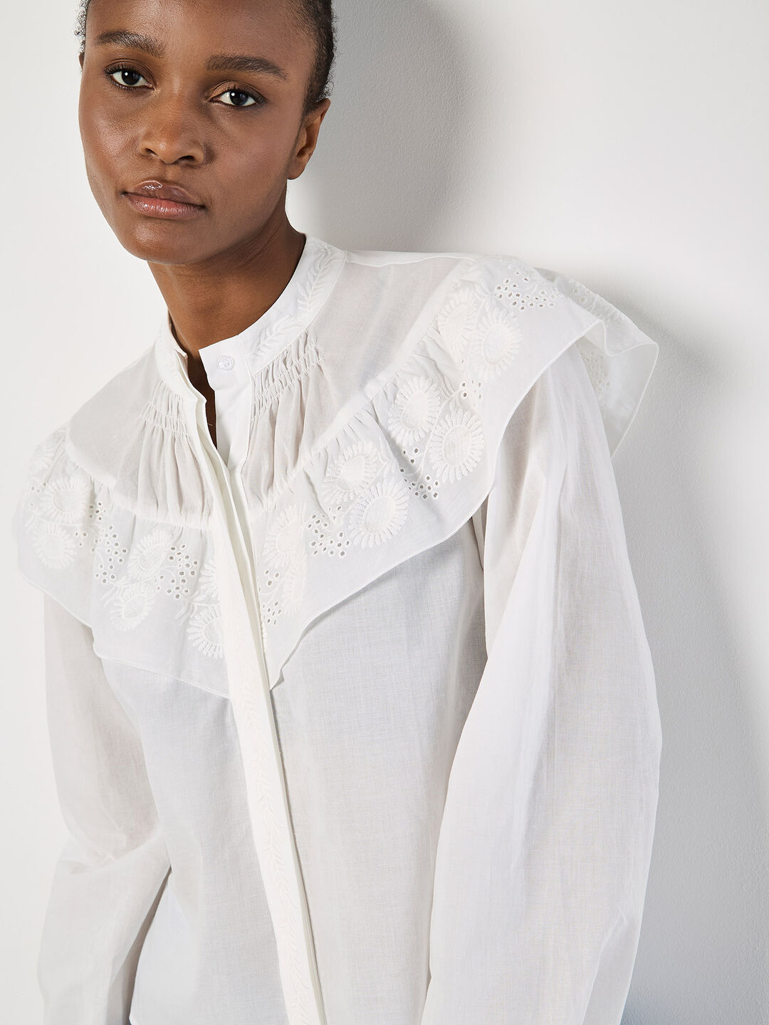 Image of Embroidered Ruffle Shirt