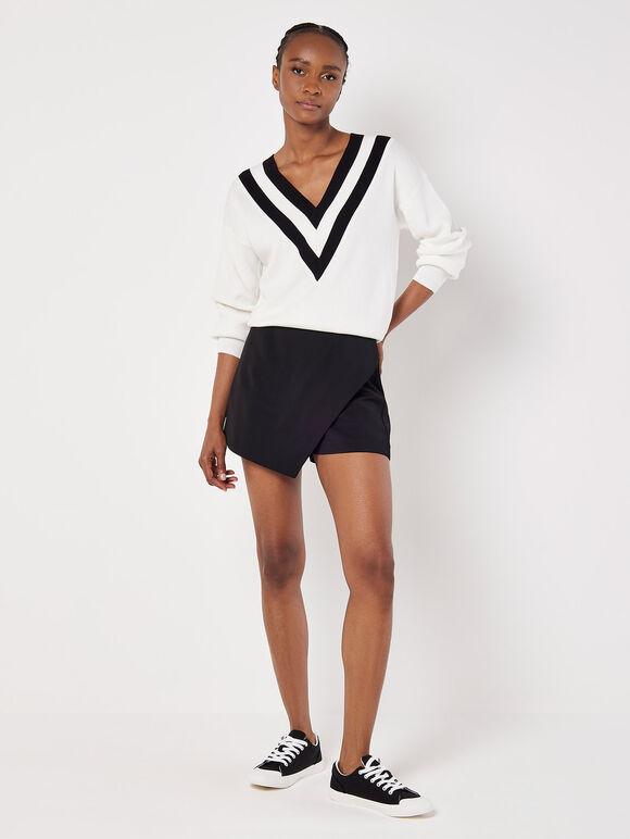 V-Neck Cricket Jumper, White, large