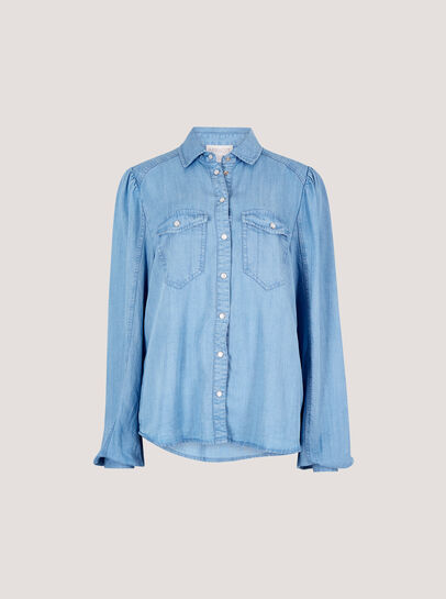 Balloon Sleeve Denim Shirt