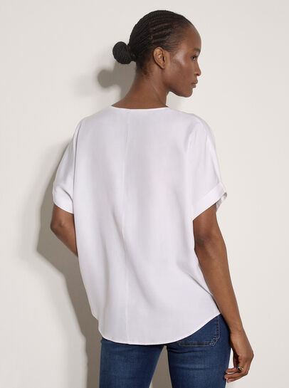 Pleated V-Neck Blouse