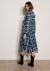 Check Crepe Midi Dress, Teal, large