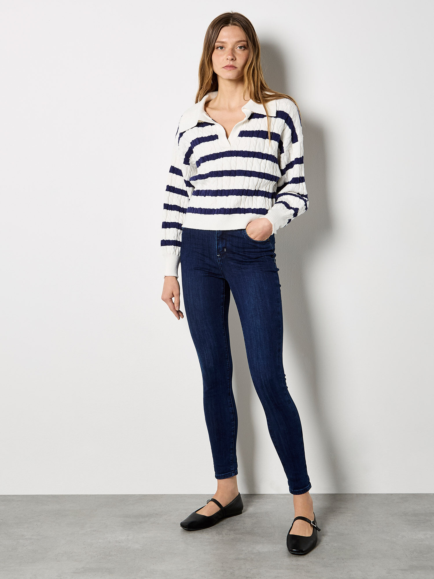 Stripe Cable Knit Jumper | Apricot Clothing