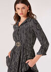 Swirl Spot Shirt Mini Dress, Black, large