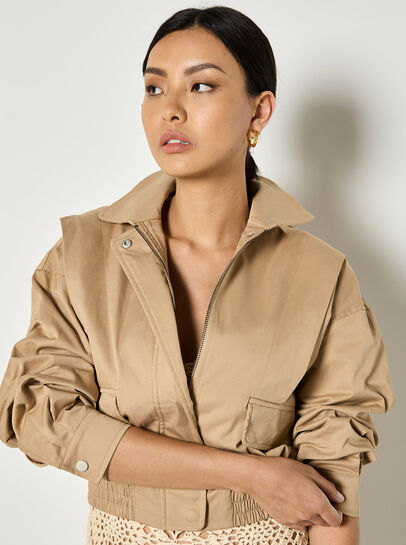 Pleat Detail Bomber Jacket