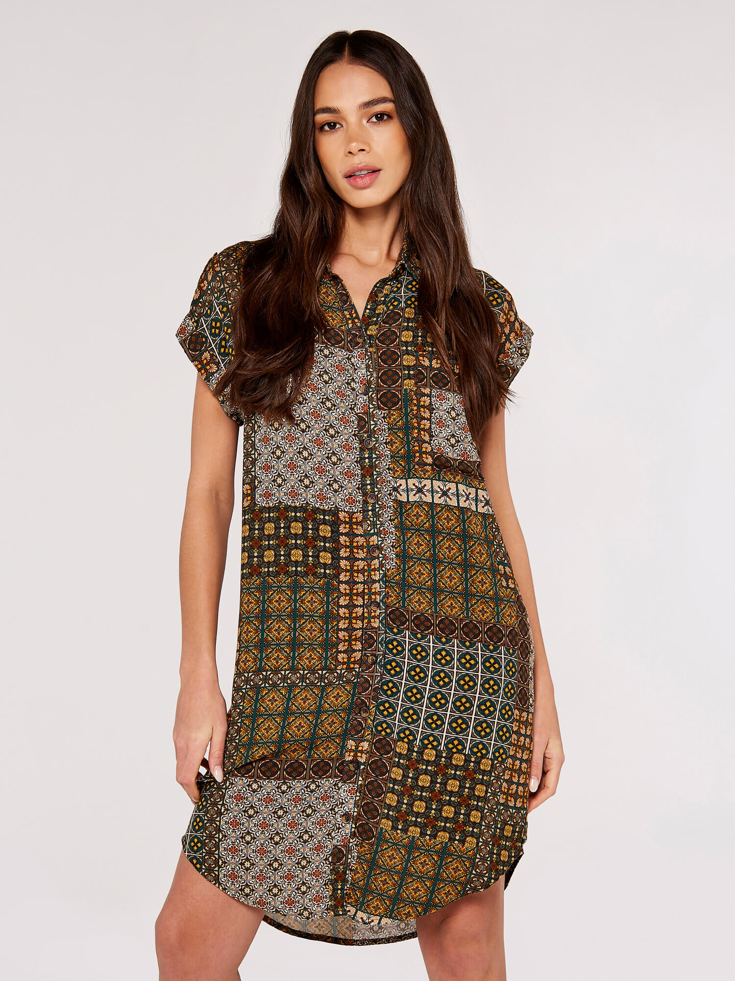 Apricot shirt top dress