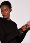 Lace Trim Ribbed Jumper, Black, large