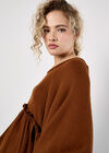 Waffle Knit Babydoll Oversized Top, Rust, large