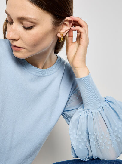 Contrast Chiffon Sleeves Jumper