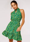 Ditsy Halter Mini Dress, Green, large