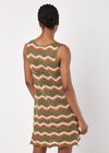 Chevron Crochet Shift Mini Dress, Khaki, large