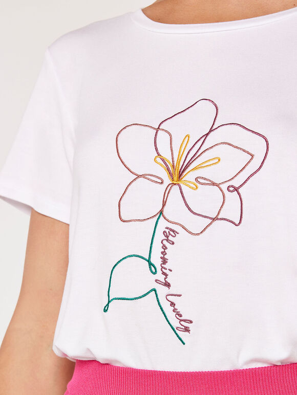 Blooming Lovely Embriodery Tee, White, large