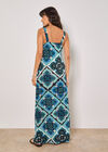 Tile Print Jersey Maxi Dress, Aqua - Turquoise, large