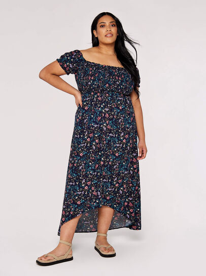 Curve Floral Bardot Midi Dress