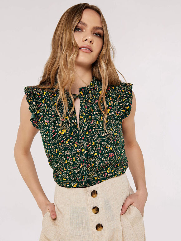 Floral Forest Top, Green, large