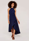 Halter Neck Dress, Navy, large