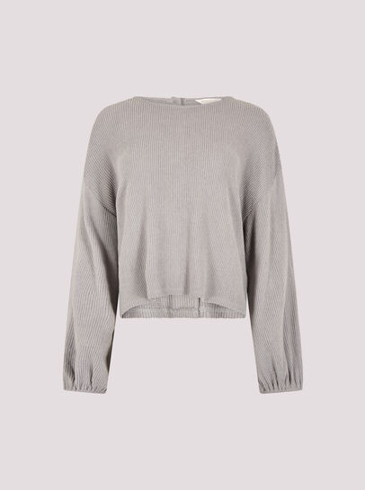 Button Back Ribbed Soft Touch Top