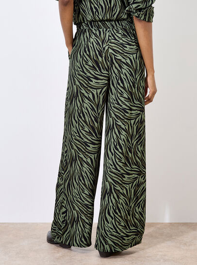Zebra Print Wide Leg Trousers