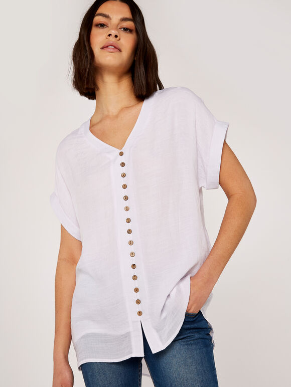 Button Down Top, Cream, large