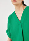Textured Cotton Pleat Front Top, Green, large