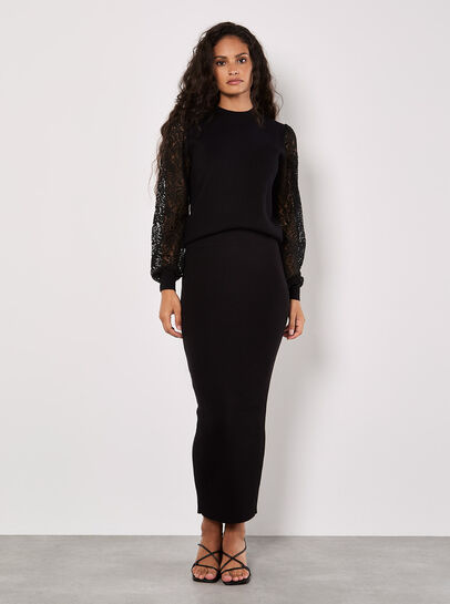 Ribbed Knit Maxi Skirt