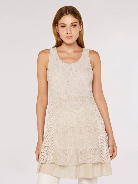 Vintage Floral Lace  Dress, Stone, large