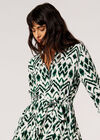 Ikat Shirt Midi Dress, Green, large