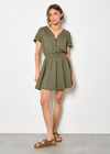 Zip Detail Skater Mini Dress, Khaki, large