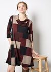 Colour Block Swing Mini Dress, Burgundy, large