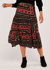 Scarf Print Skirt, Burgundy, large