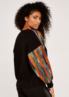 Multicolour Thread Sleeve Jumper, Blue, large