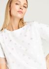 Metallic Mesh Layer Tee, White, large
