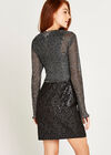 Plisse Long Sleeve Shrug, Black, large