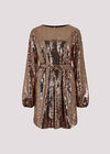 Sequin Shift Mini Dress, Brown, large