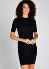 Knitted Bodycon Dress, Black, large