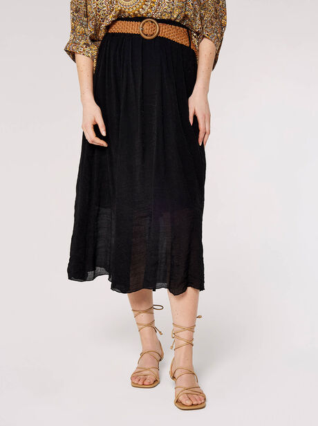 Shimmer Crinkle Midi Skirt