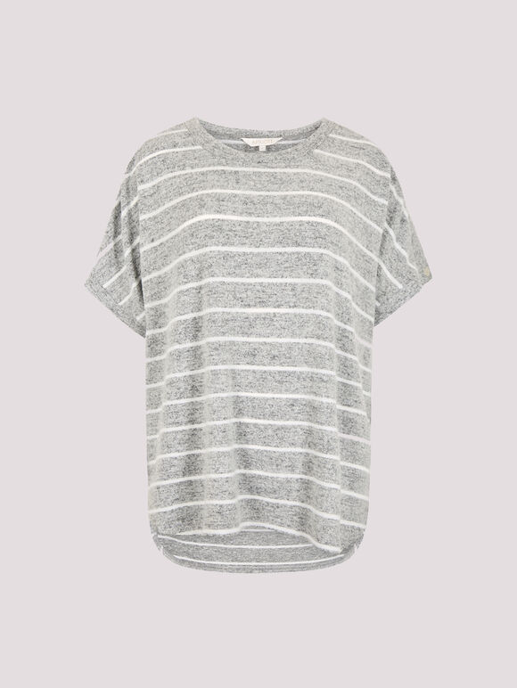 Soft Touch Stripe Top, Grey, large