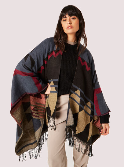 Geometric Knit Blanket Scarf