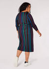 Curve Stripe Knitted Midi Dress, Black, large