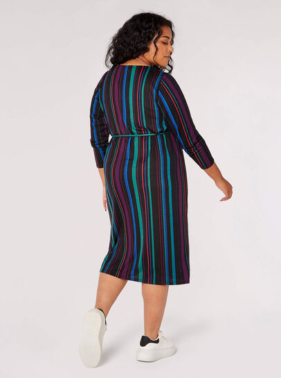 Curve Stripe Knitted Midi Dress