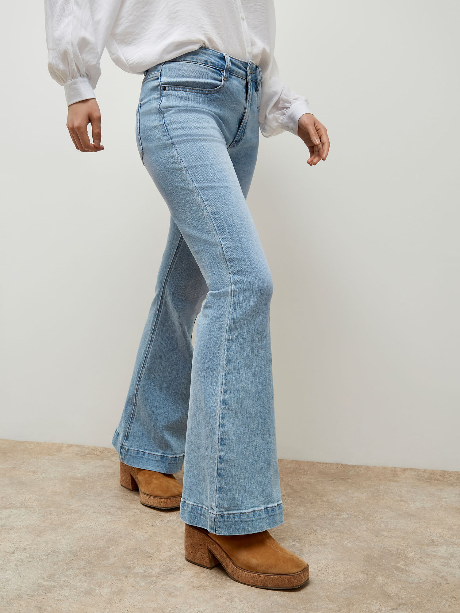 Bella Mid Rise Flare Jeans Apricot Clothing