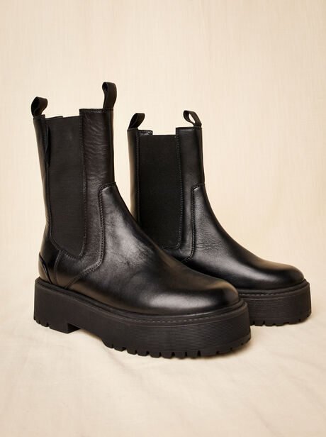 Chunky Leather Platform Boots