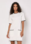 Monochrome Knitted Mini Dress, White, large