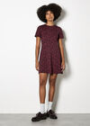 Petal Print Fit And Flare Jersey Mini Dress, Burgundy, large