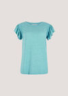 Soft Slub Ruffle Sleeve T-Shirt, Blue, large