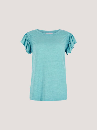 Soft Slub Ruffle Sleeve T-Shirt