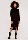 Roll Neck Jumper Dress, Black, large