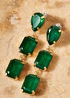 Gold Green Jewel Drop Earrings, Assorted, large