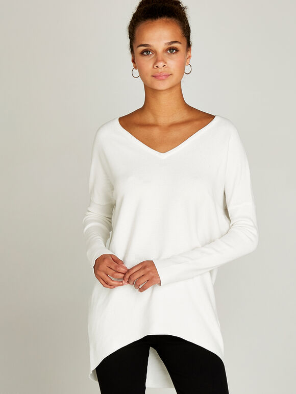 Ribbed Oversized Jumper, Cream, large