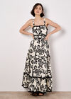Monochrome Sarasa Floral Maxi Dress, Cream, large