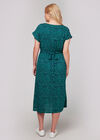 Leaf Print Tie Back Midi Dress+, Navy, large